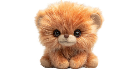 Obraz premium Adorable Realistic Plush Animal Doll with Soft Fur Isolated on White Background