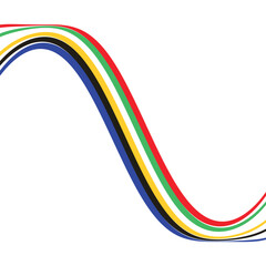 Abstract wavy stripes way of Olympic games colors isolated white background. Vector. EPS 10/AI