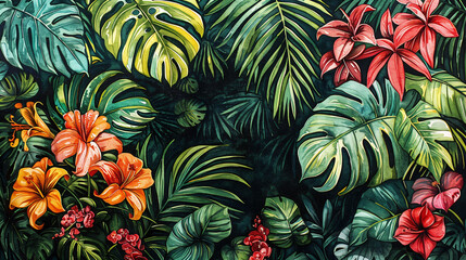Illustration of jungle pattern background
