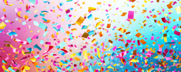 Obraz premium Bright background with vibrant, multicolored confetti scattered.