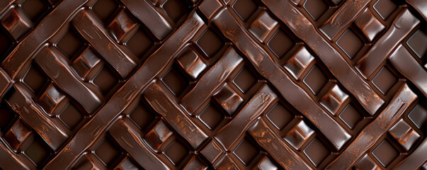 Chocolate background with intricate, chocolate latticework.