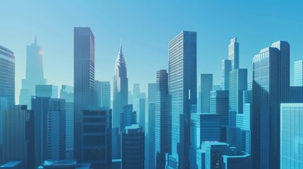 Fototapeta premium Aerial view of peaceful cityscape before sunrise