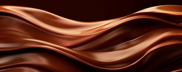 Obraz premium Chocolate background with smooth, flowing waves of chocolate fondue.