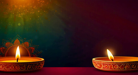 happy diwali occasion background with burning diya