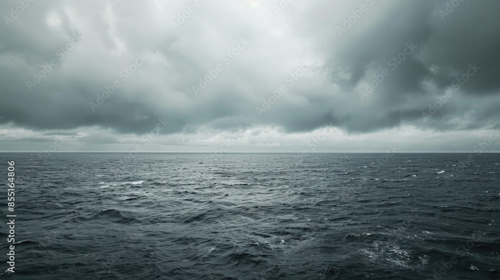 Wall mural overcast sky over the ocean