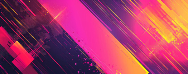 Fototapeta premium Geometric background with vibrant, digital glitch patterns in neon colors.