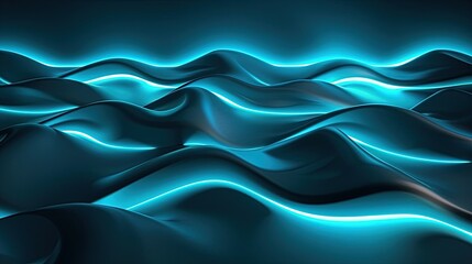 Fototapeta premium Hypnotic Azure Swirl, 3d render, abstract minimal neon background with glowing wavy line.