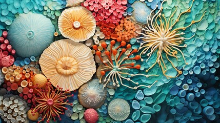 Colorful abstract coral reef made of paper.