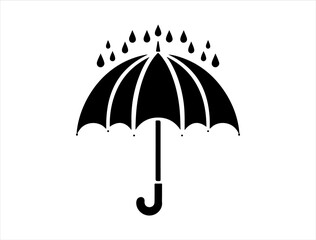 Umbrella with rain drop silhouette isolated on white background. Umbrella icon illustration design. © Techzaka