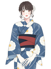 浴衣姿の笑顔の女性