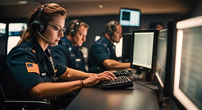 Teleoperator in an emergency call center.