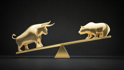 Bull and Bear Stock Market Financial Scale Investment Trends