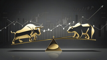 Bull and Bear Stock Market Financial Scale Investment Trends