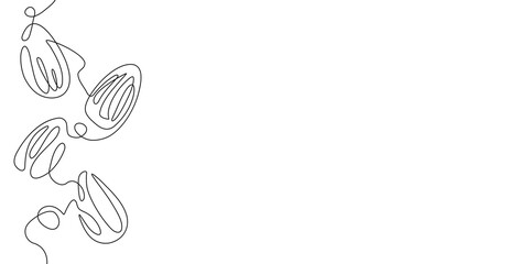 Almond isolated on white background. Continuous line drawing art. Vector graphic element for products as almond milk, oil, marzipan, flour, candies, chocolate, cosmetics, etc. 