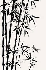 Obraz premium Hand-drawn bamboo shoots, black and white.