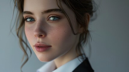 A Studio Portrait Of A Woman, Exuding Professionalism