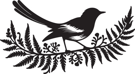 Copsychus saularis Vector Silhouette With white background