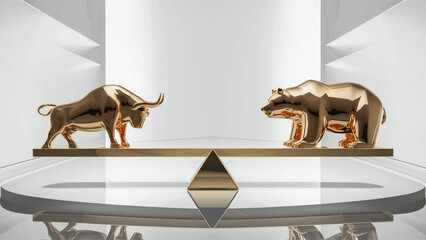 Bull and Bear Stock Market Financial Scale Investment Trends
