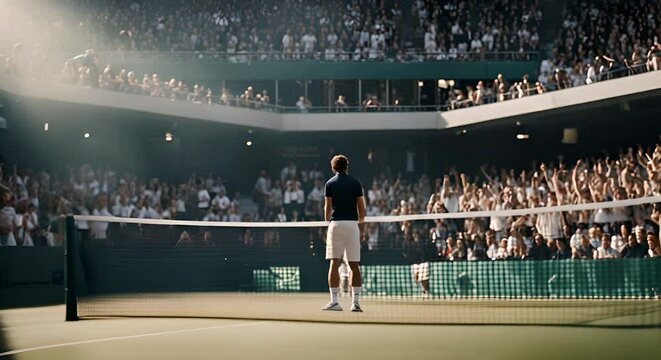 Audience watching a tennis match.