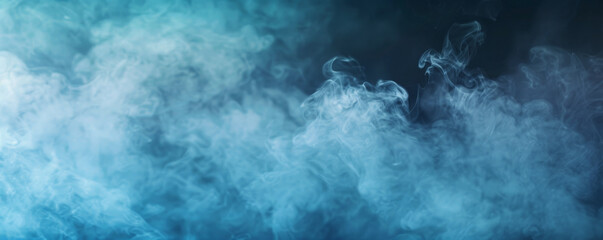 Fototapeta premium Smoke background with soft, sky blue smoke against a dark background.