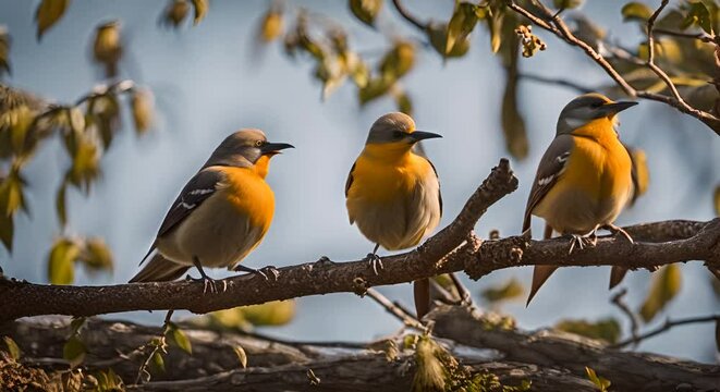 Birds singing in a tree.