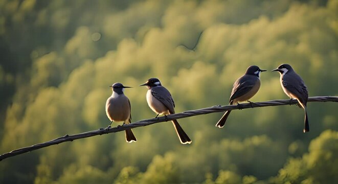 Birds singing in a tree.