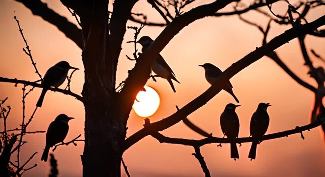 Birds singing in a tree.