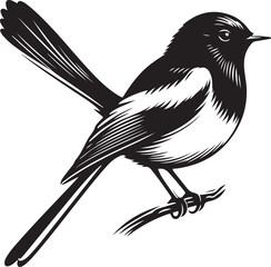 Copsychus saularis Vector Silhouette With white background