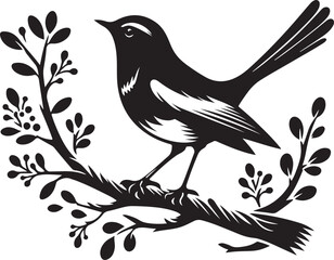 Copsychus saularis Vector Silhouette With white background