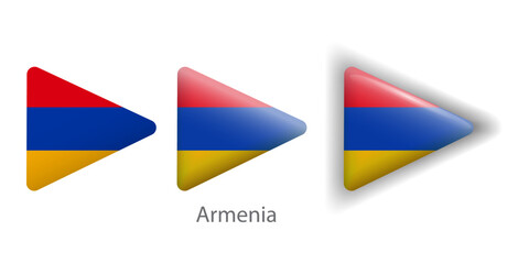Armenia flag vector icons set in the shape of rounded triangle