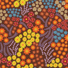 Seamless floral pattern in vector for backgrounds, motifs, fabrics, wallpaper wrapping, backdrops, covers, wrapping paper, etc.
