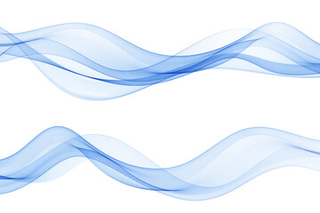 Flow of transparent lines, blue abstract wave, set.