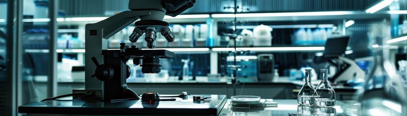 Fototapeta premium High-tech microscope in a modern research facility 