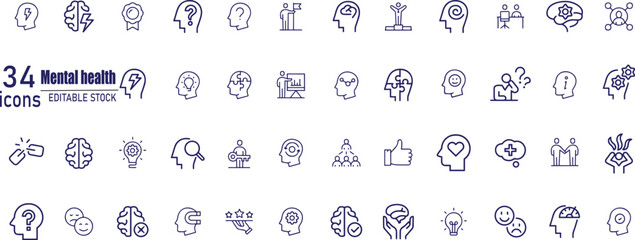 Mental health icon set.