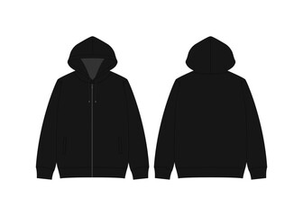 Black Sweatshirt Long Sleeve Fashion Vector Mockup Round Neck Long Sleeve Sweatshirt Fashion Flat Sketch Zip up Hoodie Technical Drawing Vector Mockups Apparel Hoodie Sweater Template Sweatshirt © sigraphics.co