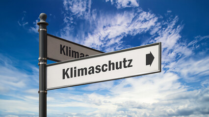 Fototapeta premium Signposts the direct way to climate protection