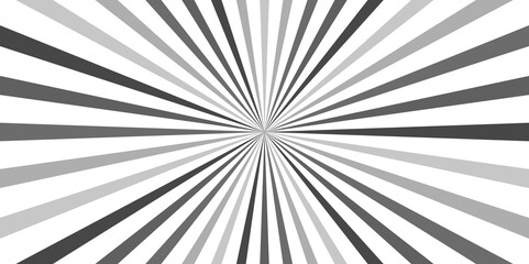 Abstract white and black sun rays and sunburst backdrop background. pop art cartoon style, sunlight, sunburst background.