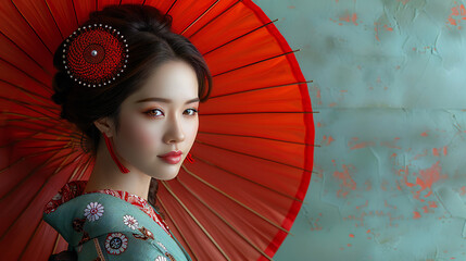 Japanese Woman in Traditional Kimono