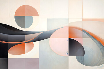 Painting of a Dreamscapes in Cool Hues: A Dance of Faces and Forms
