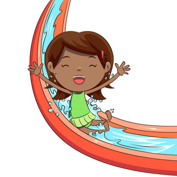recommend clip art: Little girl on water slide