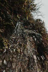 water droplets falling from waterfall