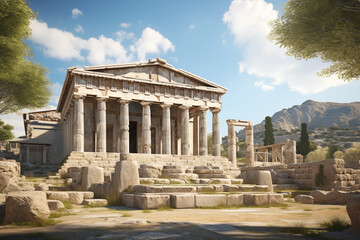 Greek temple image. Greek civilization. Archeology of ancient Greece. News about ancient Greece. History book about ancient Greece.