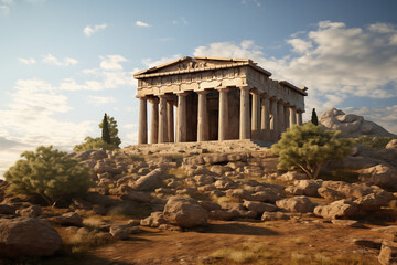 Fototapeta premium Greek temple image. Greek civilization. Archeology of ancient Greece. News about ancient Greece. History book about ancient Greece.