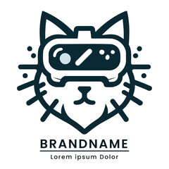Cute cat with VR headset, fun digital branding, perfect for innovative pet tech brands
