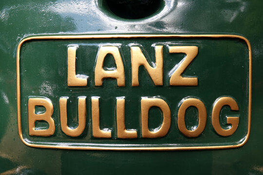 Itterbeck, Germany - June 16 2024 Logo from an oldtimer tractor: the Lanz Bulldog. The Lanz Bulldog was produced between 1921 and 1960