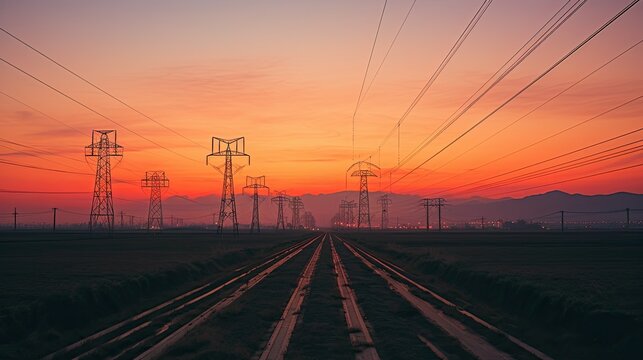railway at sunset