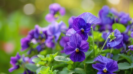Vibrant purple violet blooms in an outdoor garden