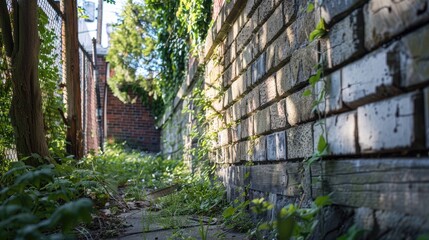 View of a brick retaining wall from a different angle