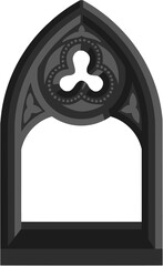 Gothic window tracery. Stone architectural frame. Illustration.