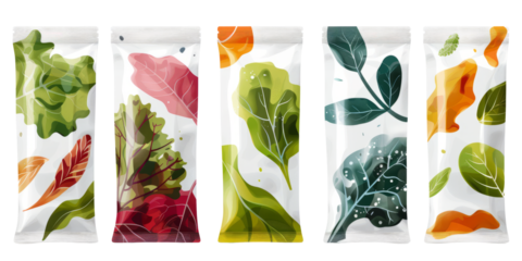 packaging concept for a line of low-carb salad mixes, featuring , on white background